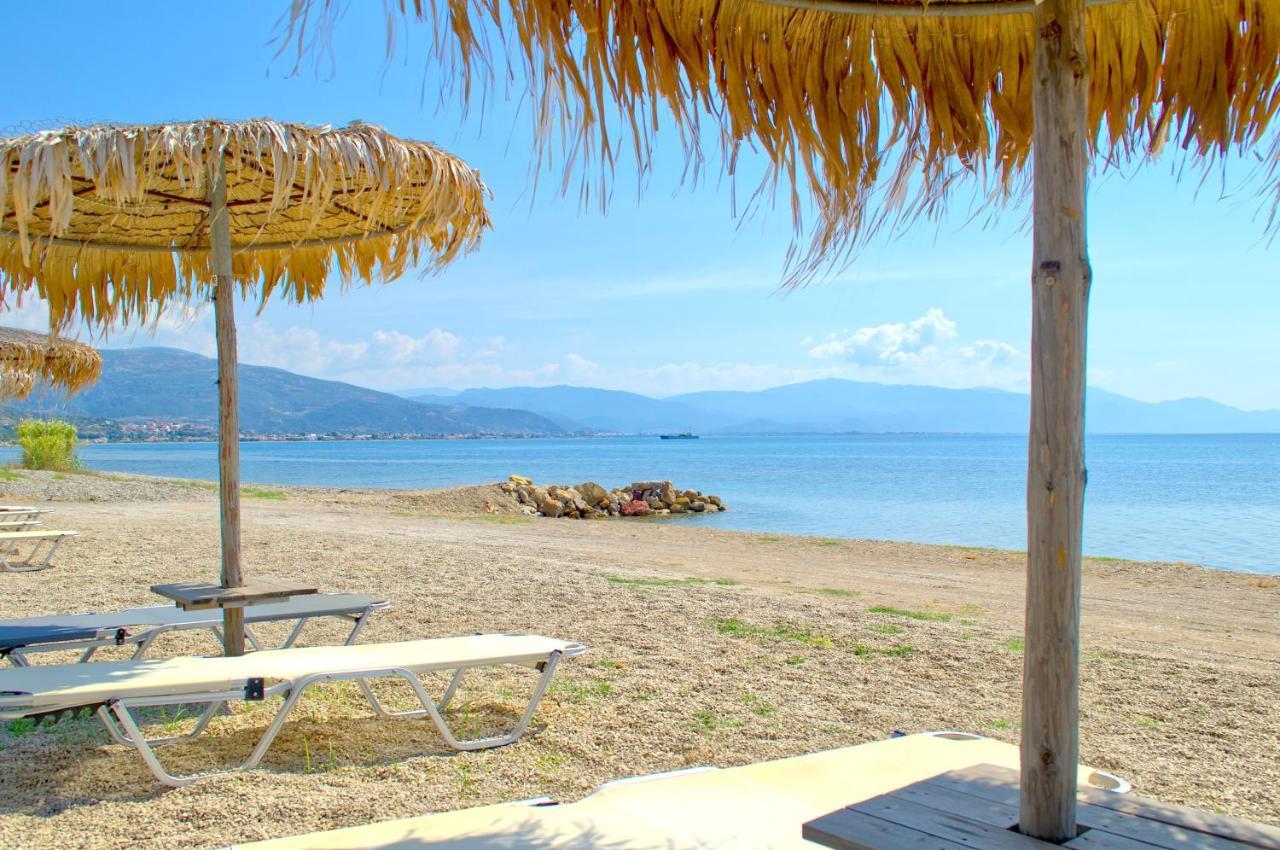 Epipleon Luxury Suites: Spacious Beachfront Room with Expansive Terrace Nafpaktos Exterior photo